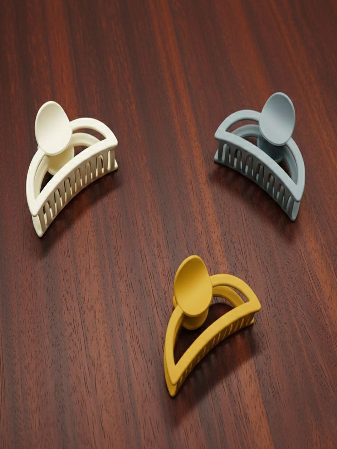 Caprese 3 Pcs Strong Grip Claw Clips - Elegant Crescent Shape Matte Accessories-image-44