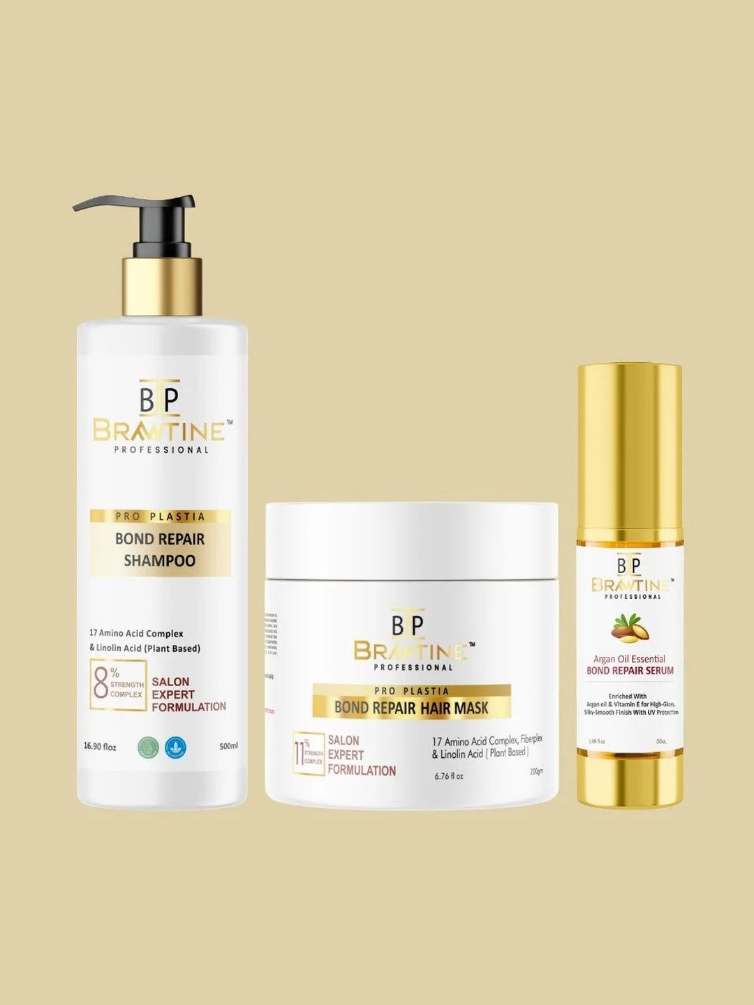 BRAWTINE PROFESSIONAL Set Of 3 Mask - 200 g & Hair Shampoo - 250 ml With Serum - 50 ml-image-5