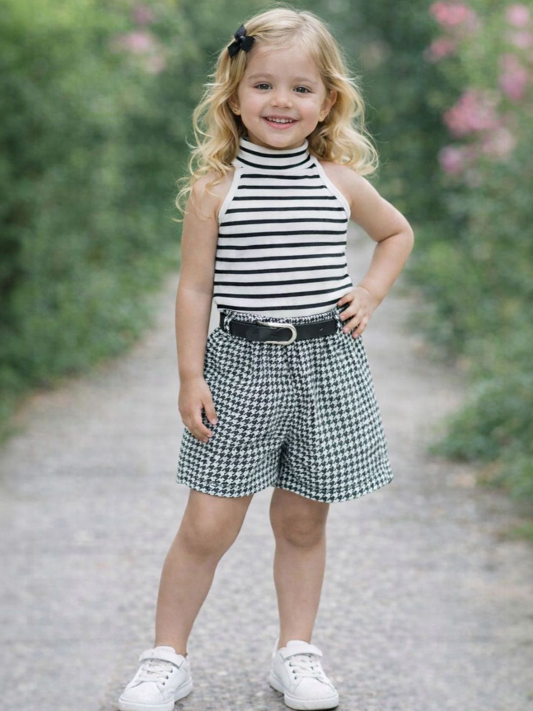 RAMIAAZ Girls Striped T-shirt with Shorts-image-28