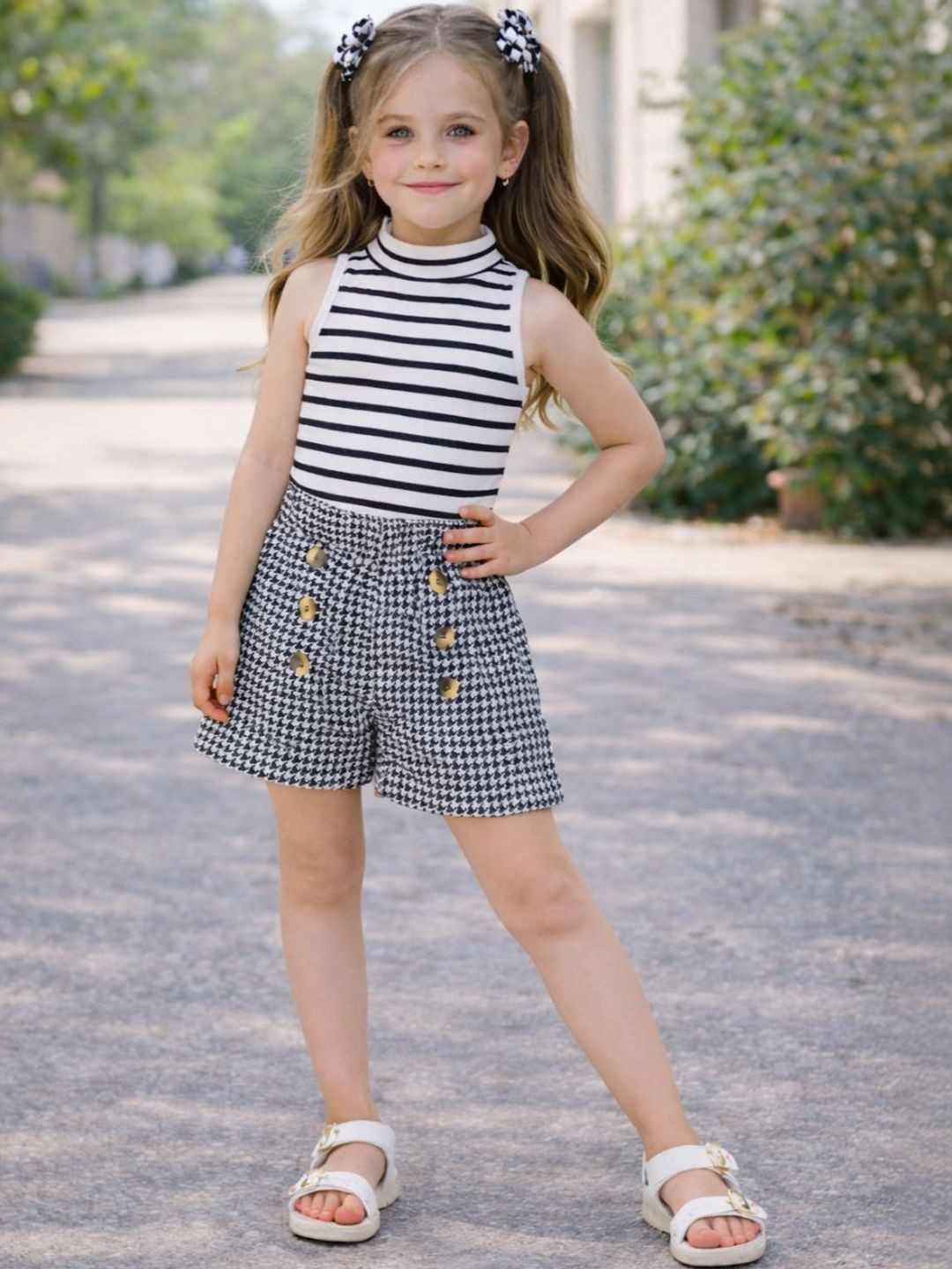 RAMIAAZ Girls Striped Top with Shorts-image-16