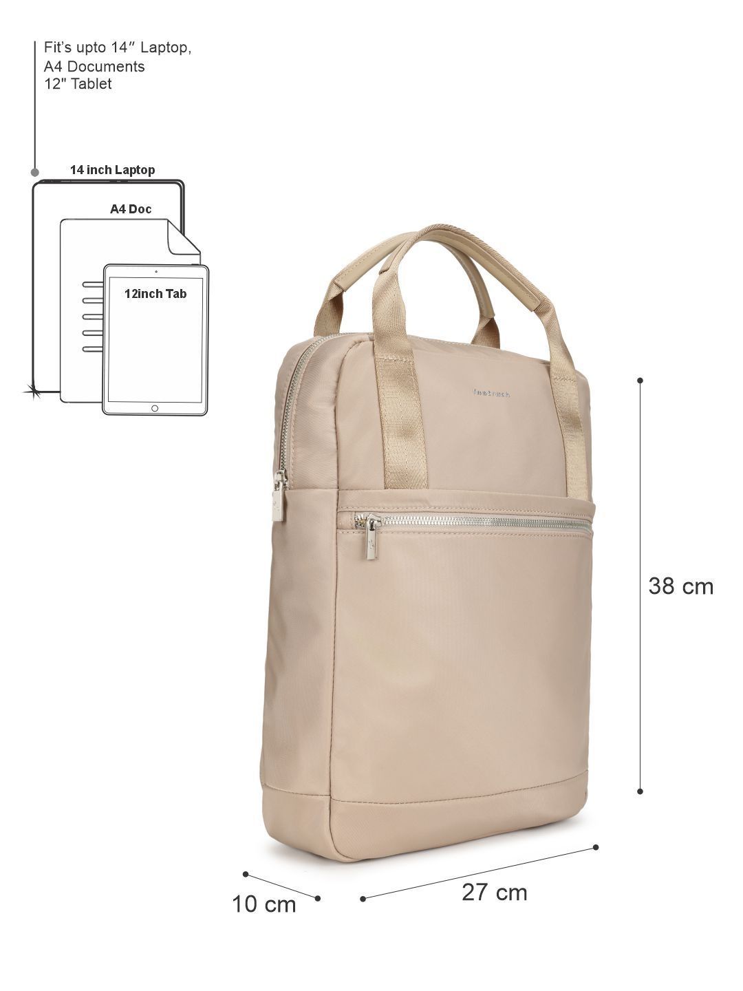 Fastrack Women Taupe Pulse Pack Backpack with 14" Laptop Sleeve-picture-40