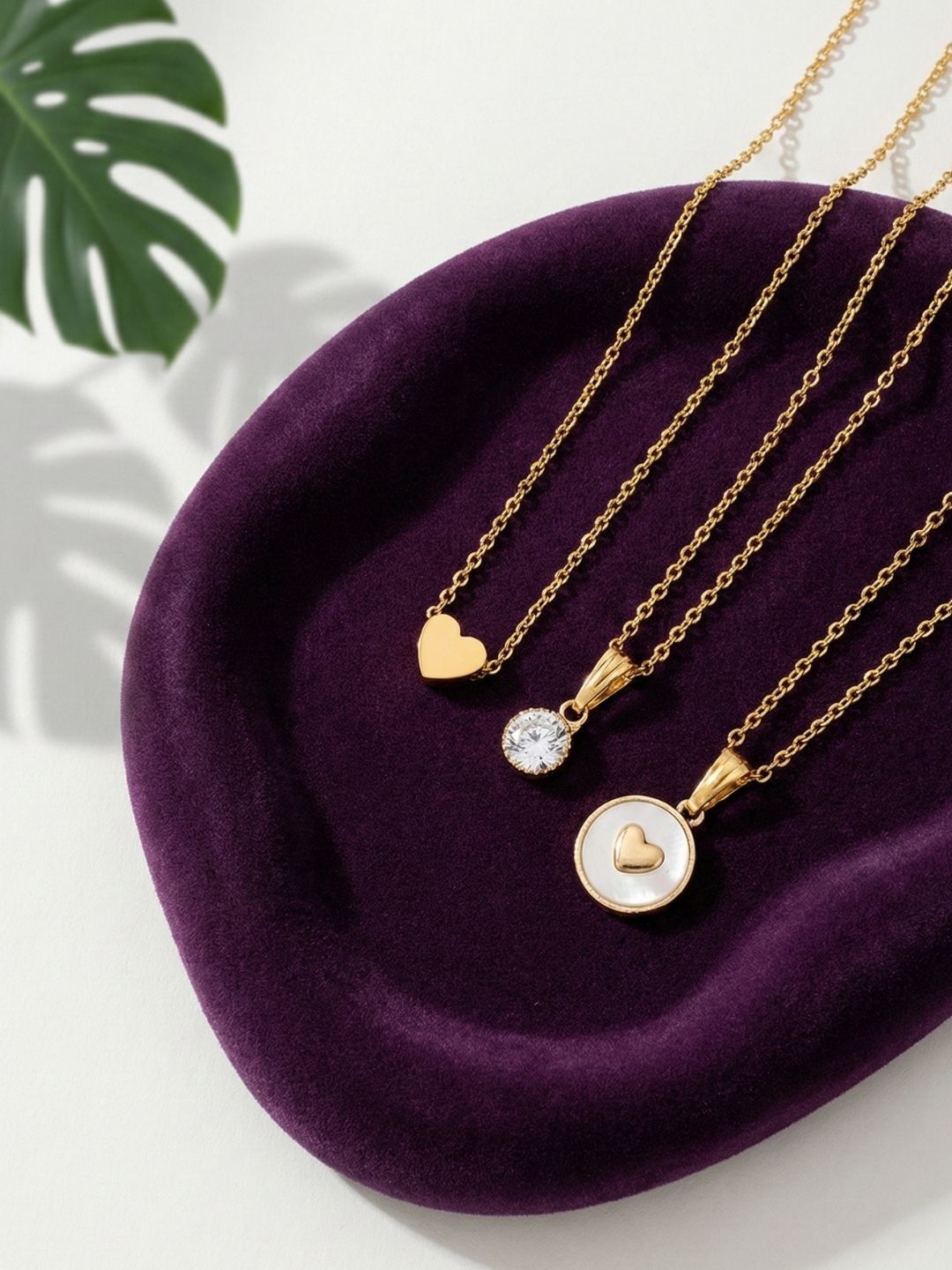 Lara Karen Set Of 3 Gold-Plated Pendants With Chains-picture-8