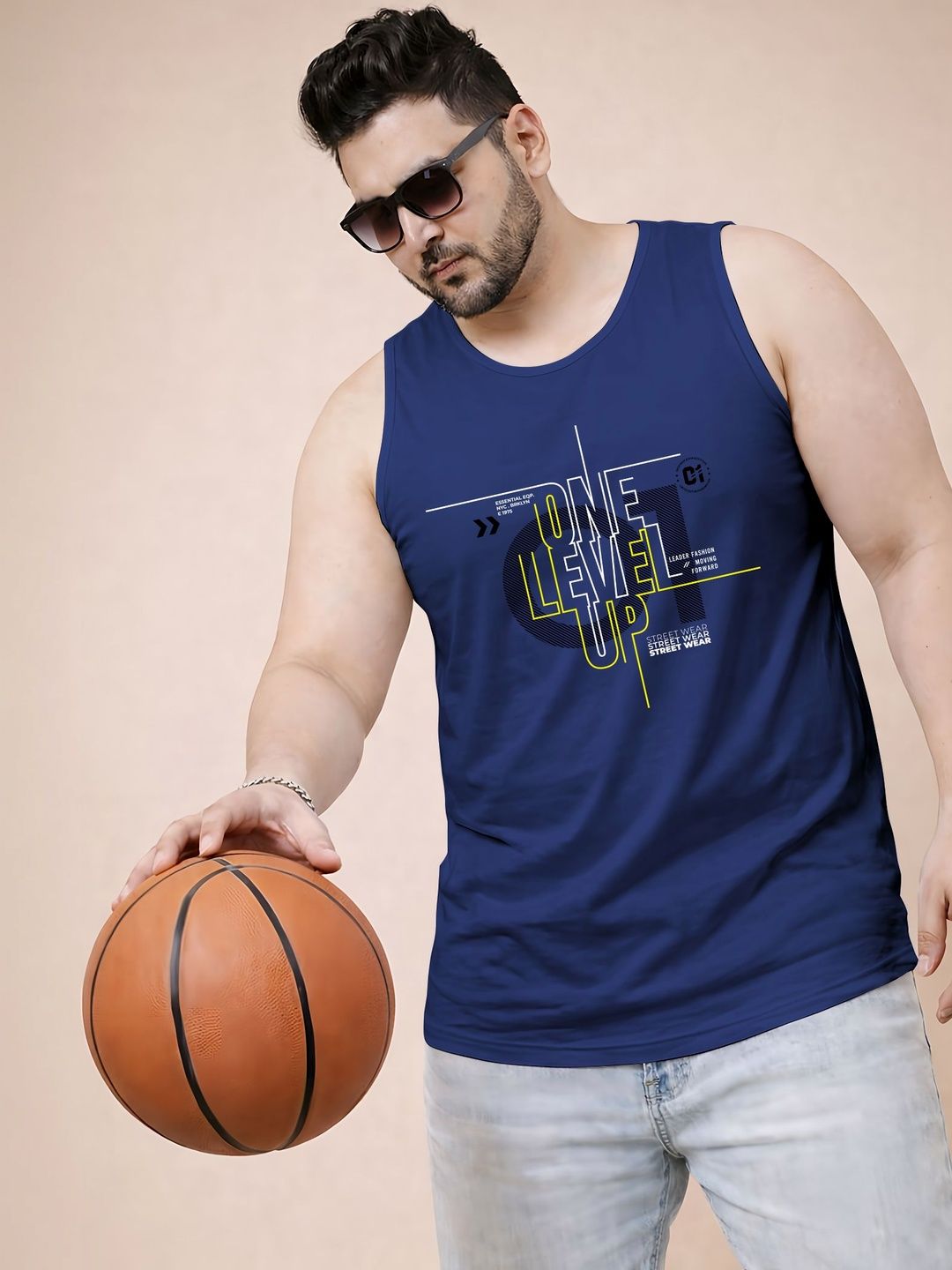 Triptee Printed Cotton Gym Vest