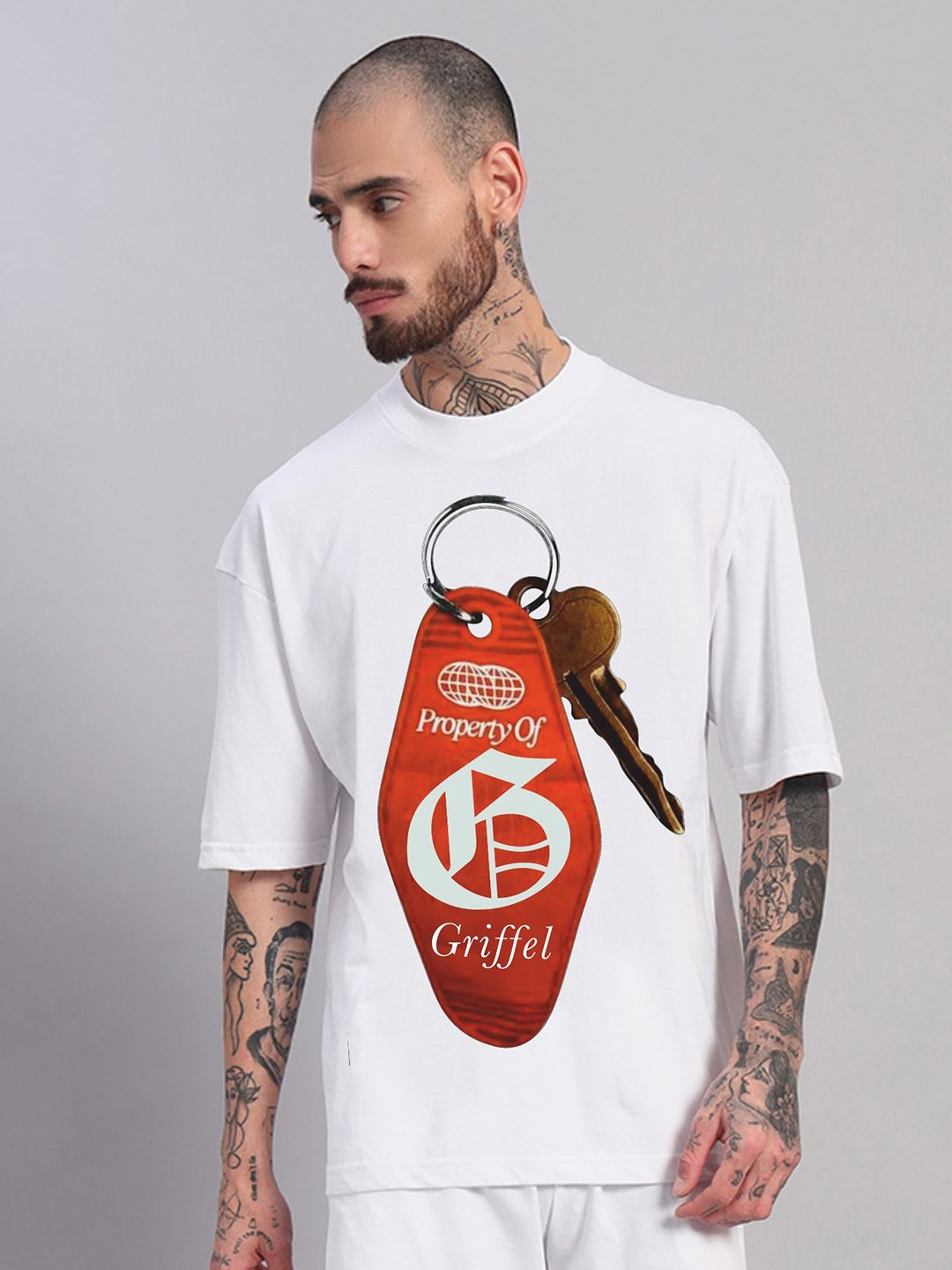 GRIFFEL Key Print Round Neck T-shirt-picture-26