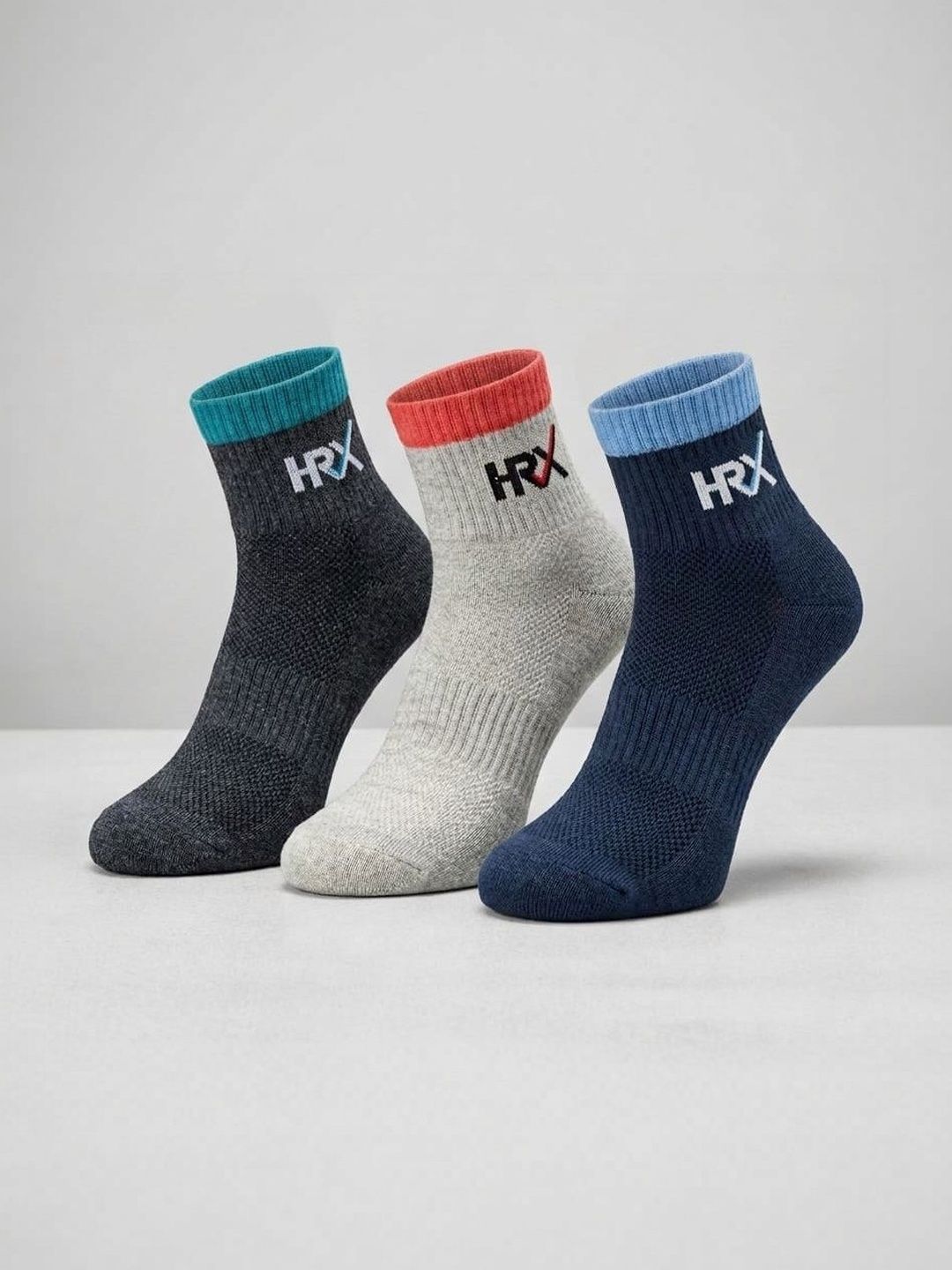 HRX by Hrithik Roshan Men Pack of 3 Cotton Blend Ankle Length Socks-picture-43