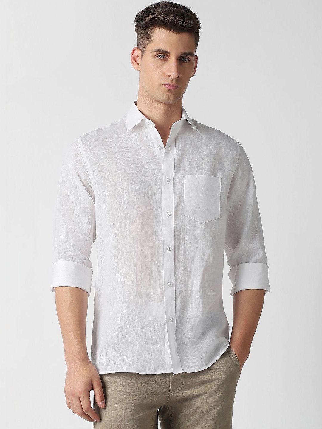 Men Slim Fit Solid Casual Shirt