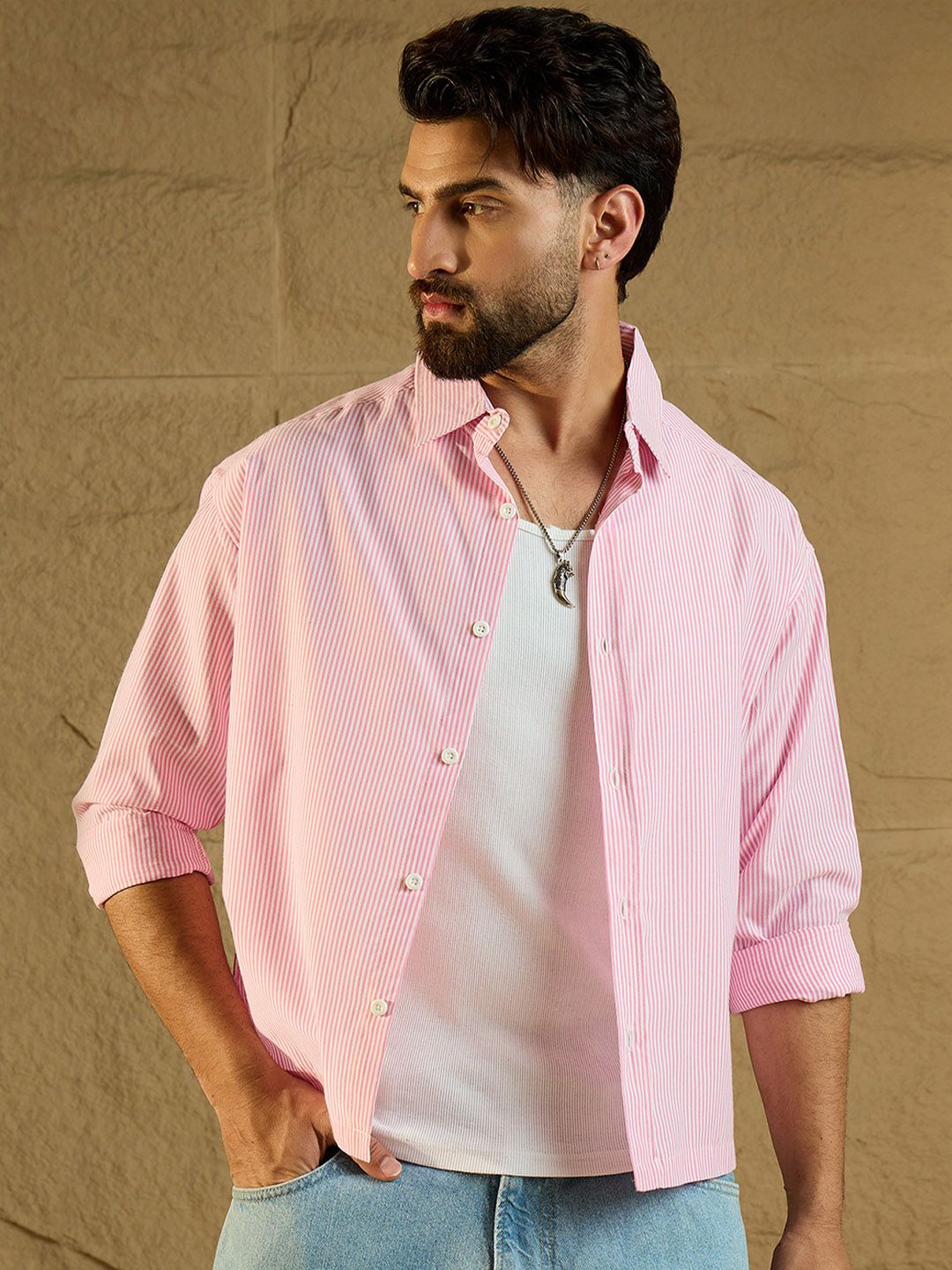 CHIMPAAANZEE Striped Casual Oversized Shirt-picture-14