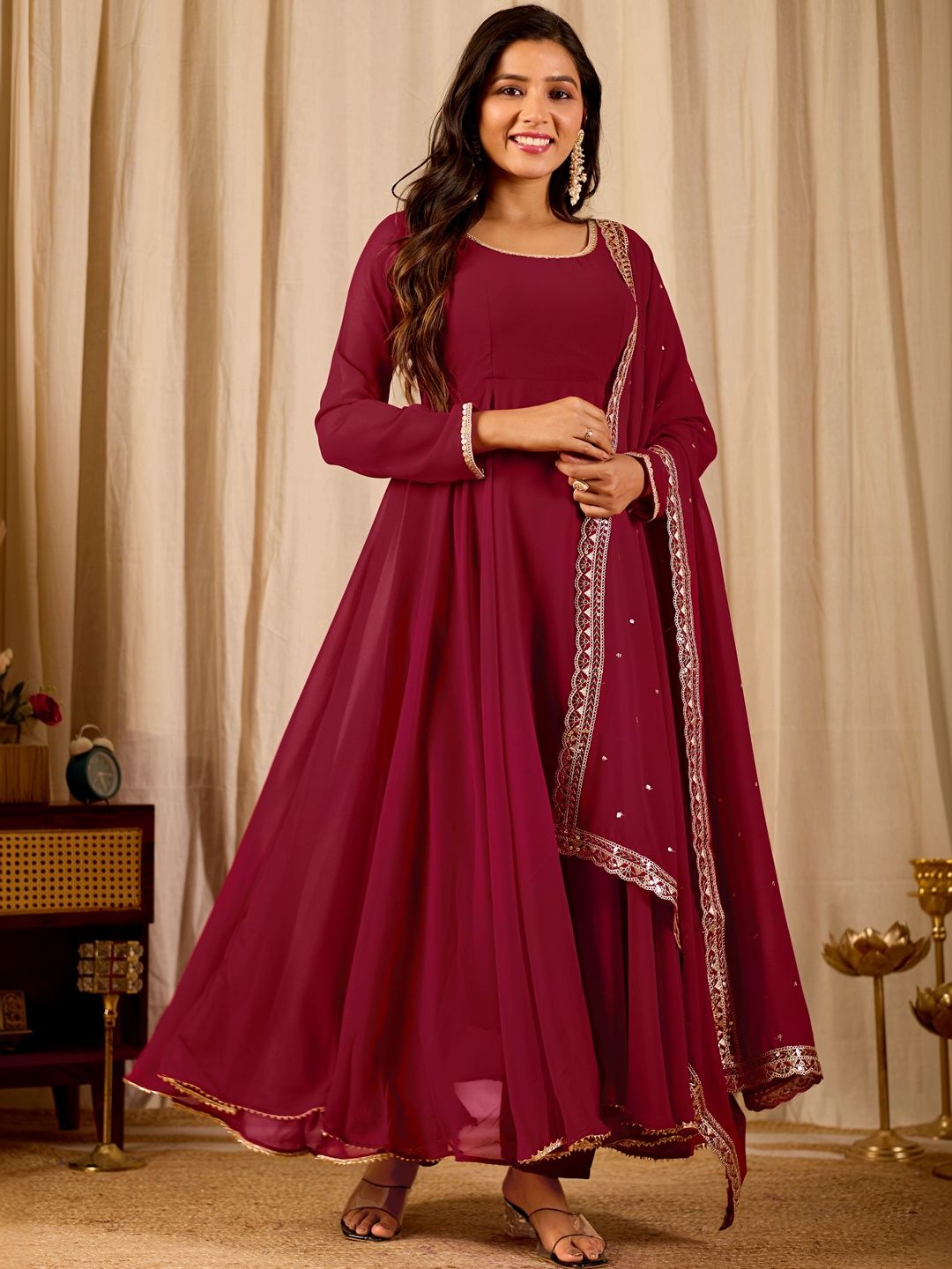 SUBHVASTRA Women Regular Gotta Patti Kurta with Trousers & With Dupatta-picture-24