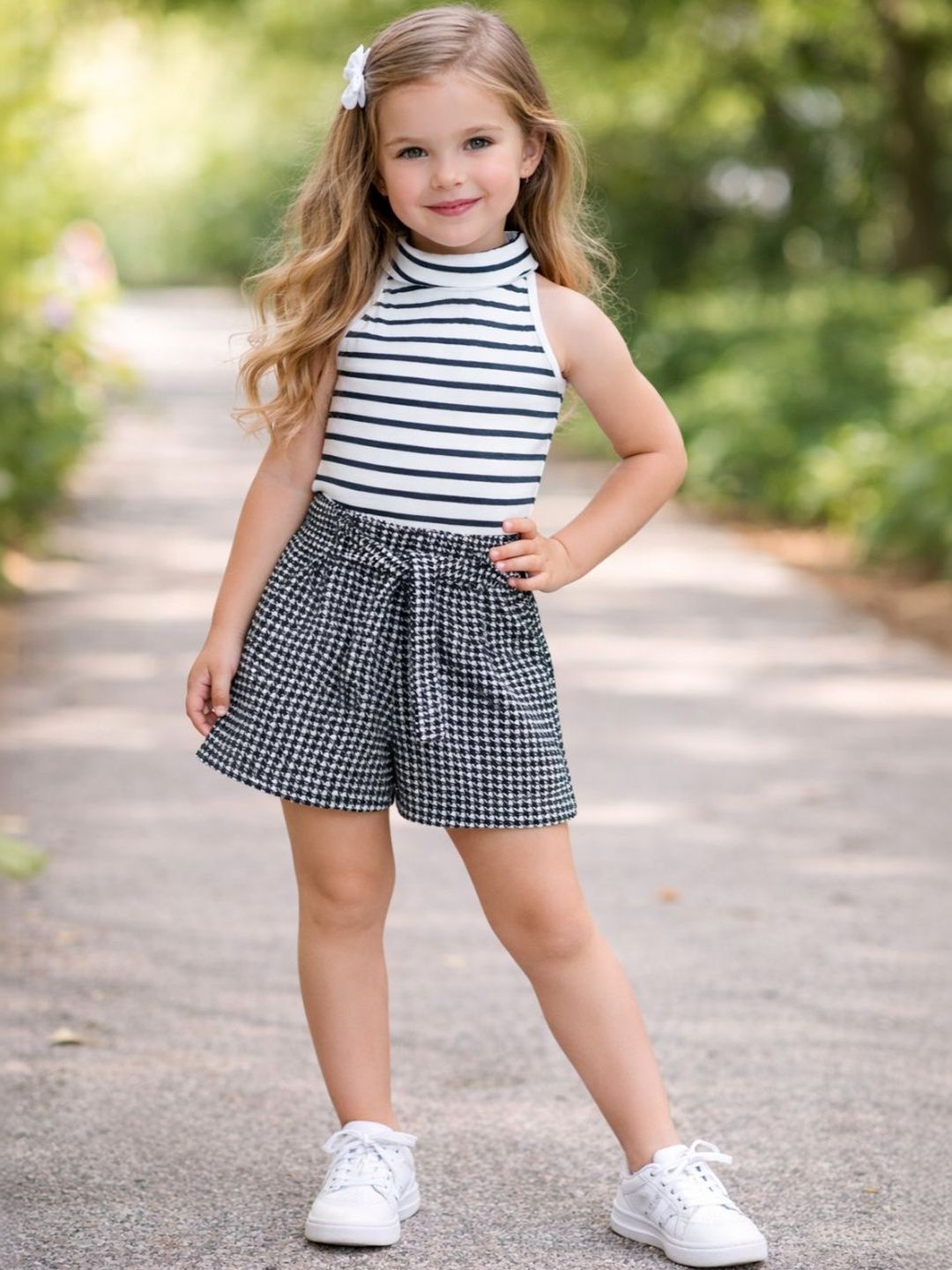 RAMIAAZ Girls Striped Top with Shorts-image-15