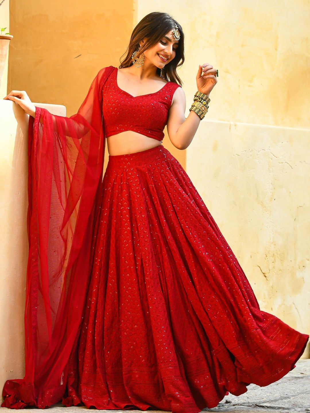 Zeel Clothing Embellished Sequinned Ready to Wear Lehenga & Blouse With Dupatta-image-39