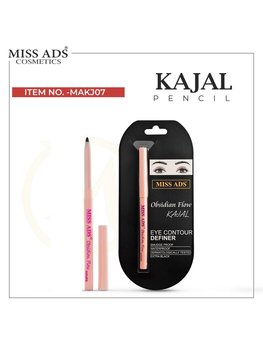 MISS ADS Long-Lasting Eyeliner & Kajal Pencil - 0.5 g - Black-picture-11