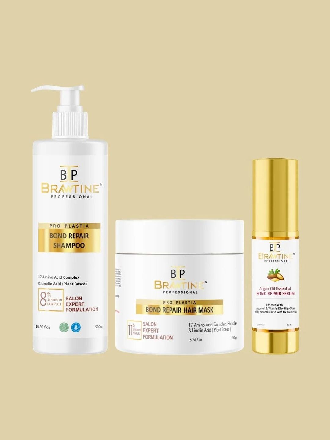 BRAWTINE PROFESSIONAL Set Of 3 Bond Repair Mask-200g & Hair Shampoo-500ml With Serum -50ml-picture-18