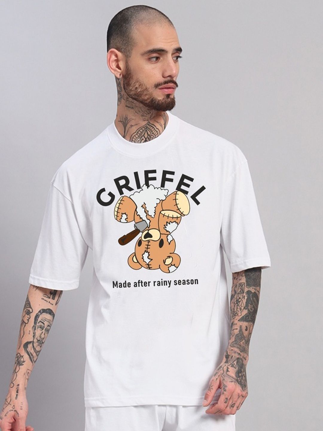 GRIFFEL Teddy Print Round Neck T-shirt-image-20