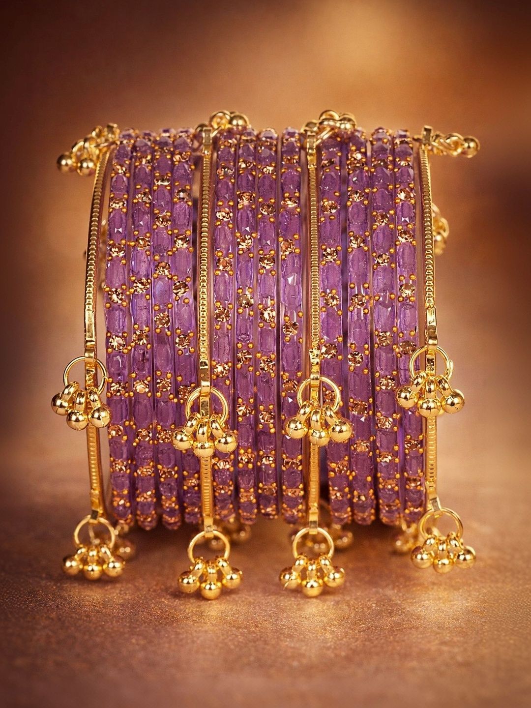 Swara Creations Women Set of 16 Kashmiri Ghungroo with Raindrop Glass Bangles-picture-23