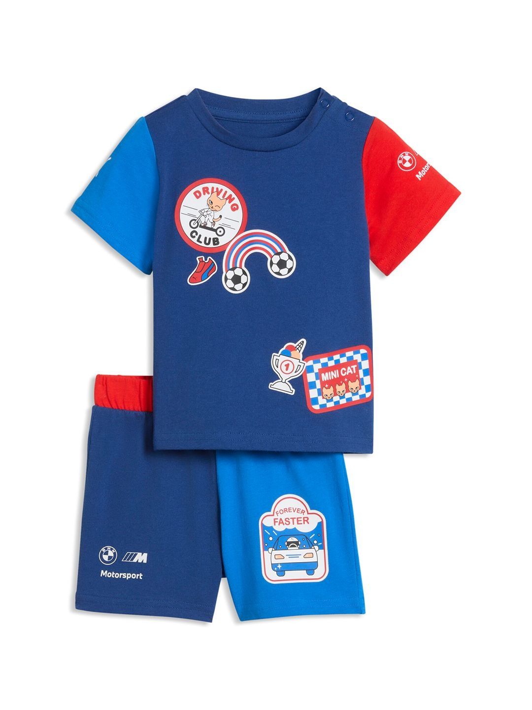 PUMA Motorsport Kids Printed Round Neck Short Sleeves T-shirt with Shorts-picture-11