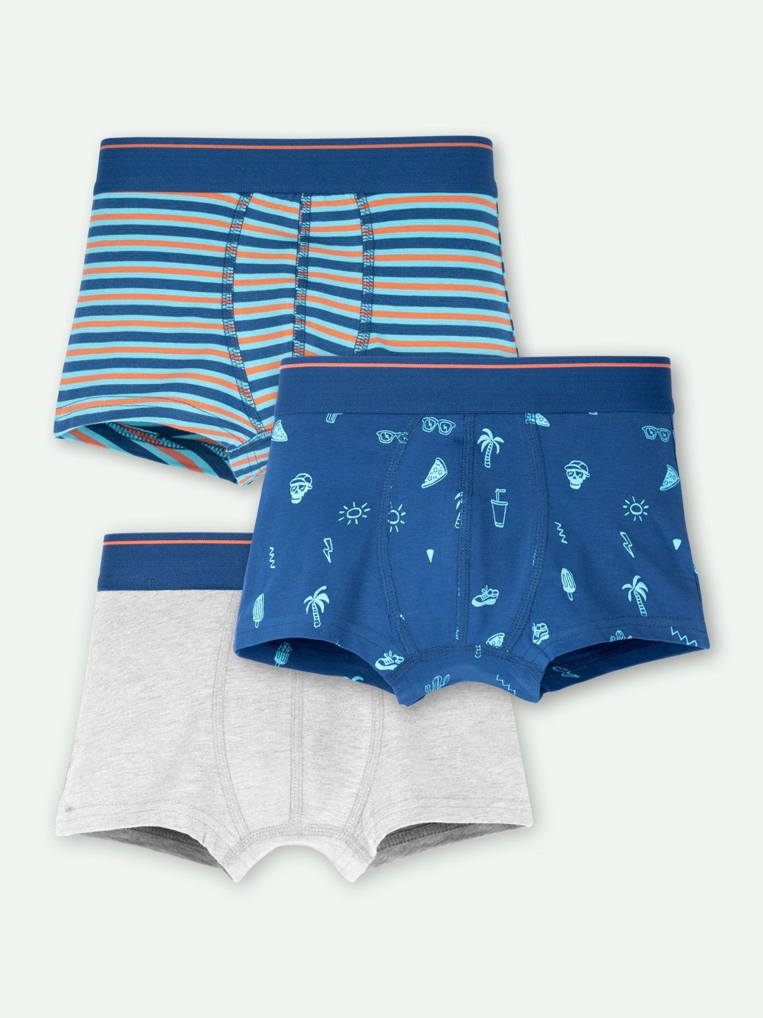 ariel Boys Pack of 3 Cotton Blend Assorted Printed Trunks-picture-15