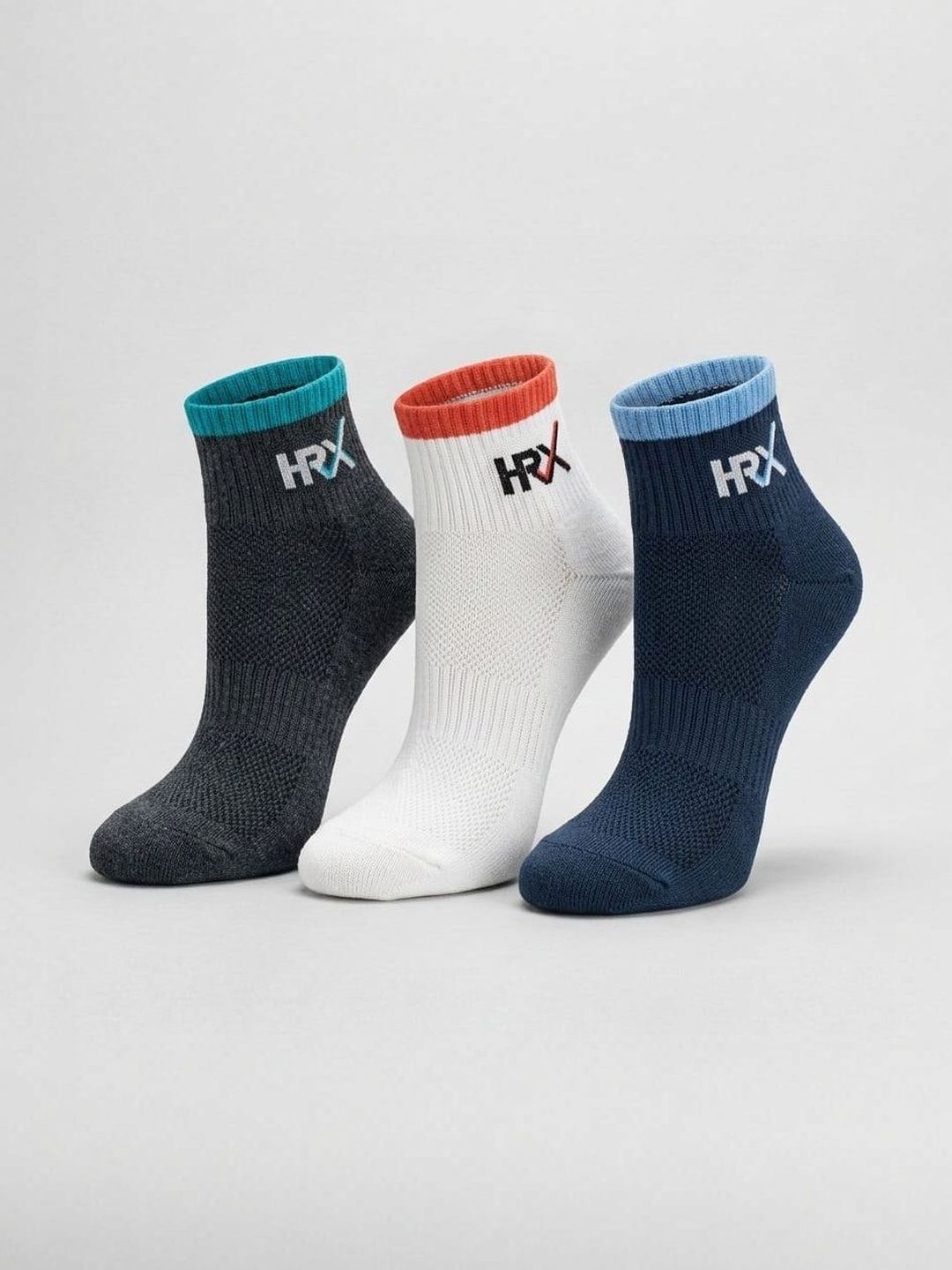HRX by Hrithik Roshan Men Pack of 3 Cotton Blend Patterned Ankle Length Socks-picture-35