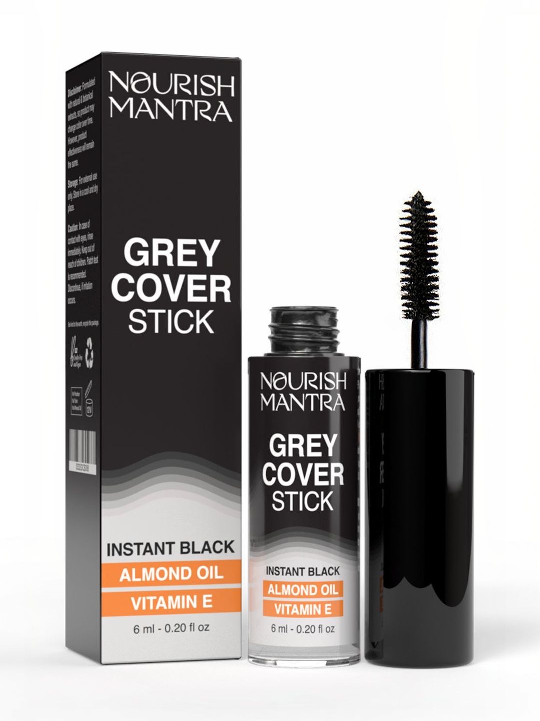 Nourish Mantra Grey Cover Stick With Almond Oil & Vitamin E Hair Colour - 6 ml - Black-image-1
