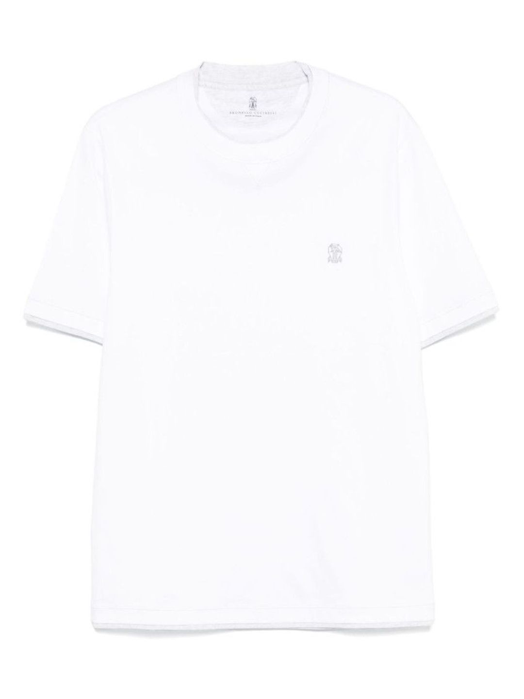 brunello cucinelli White Embroidered Logo T-Shirt-picture-40