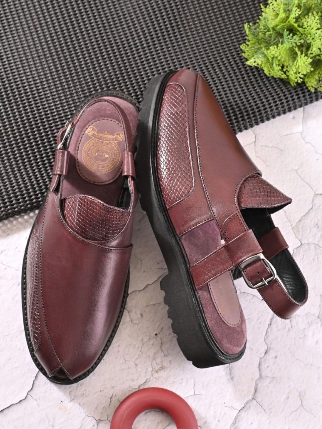 House of Pataudi Men Leather Buckle Shoe-Style Sandals-picture-32