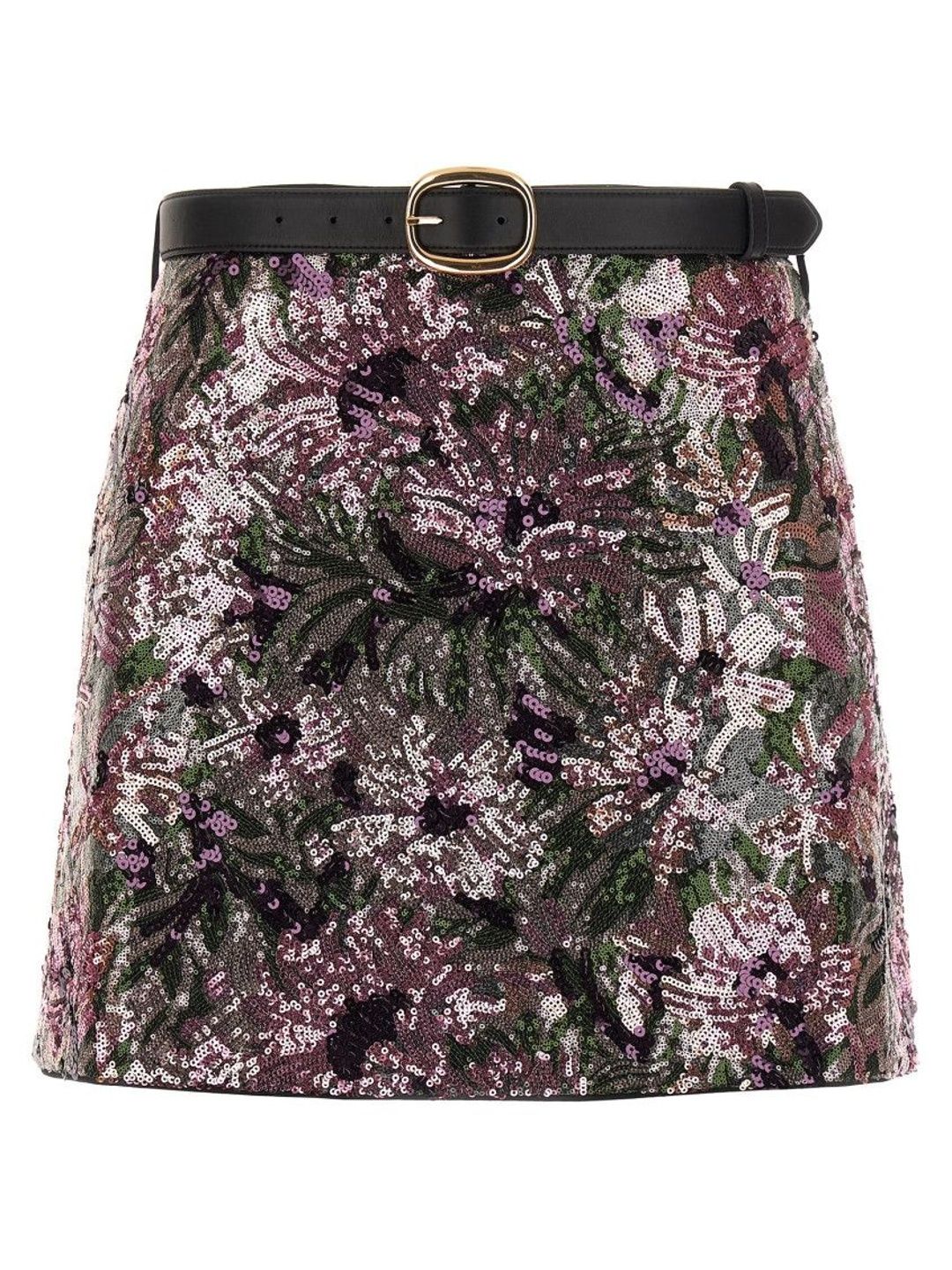Self-Portrait Pink Floral Sequin Mini Skirt-picture-56