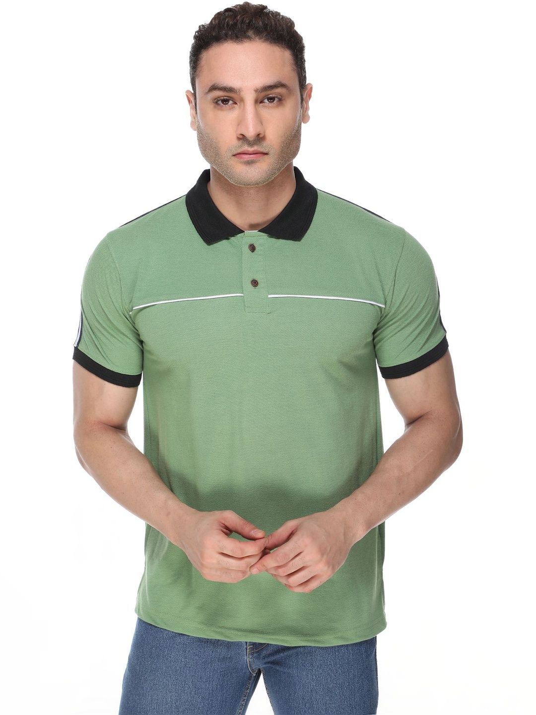 FRIENDHOOD Men Colourblocked Polo Collar Slim Fit T-shirt-picture-38