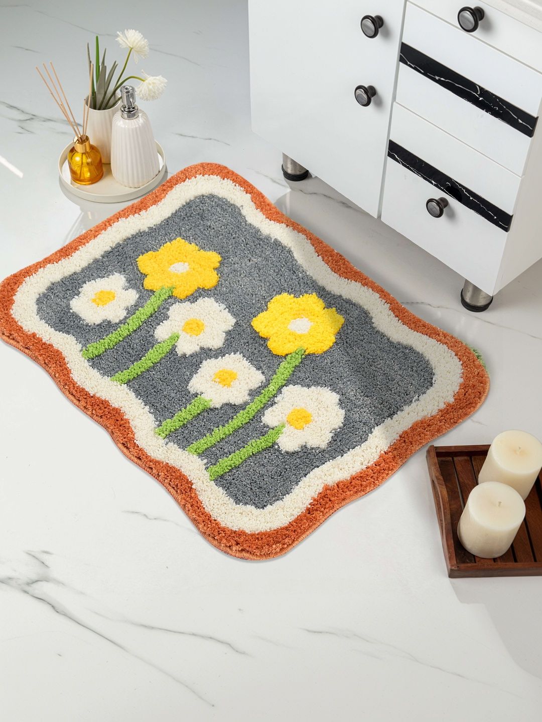 Saral Homeb Grey Self Design Bath Rugs-image-20
