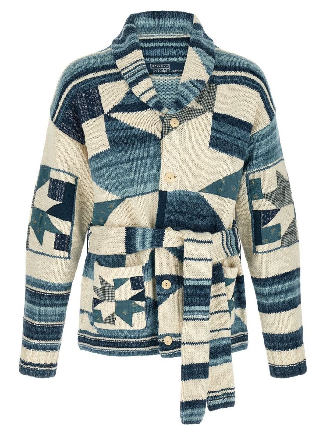 Blue Patchwork Cardigan-image-28