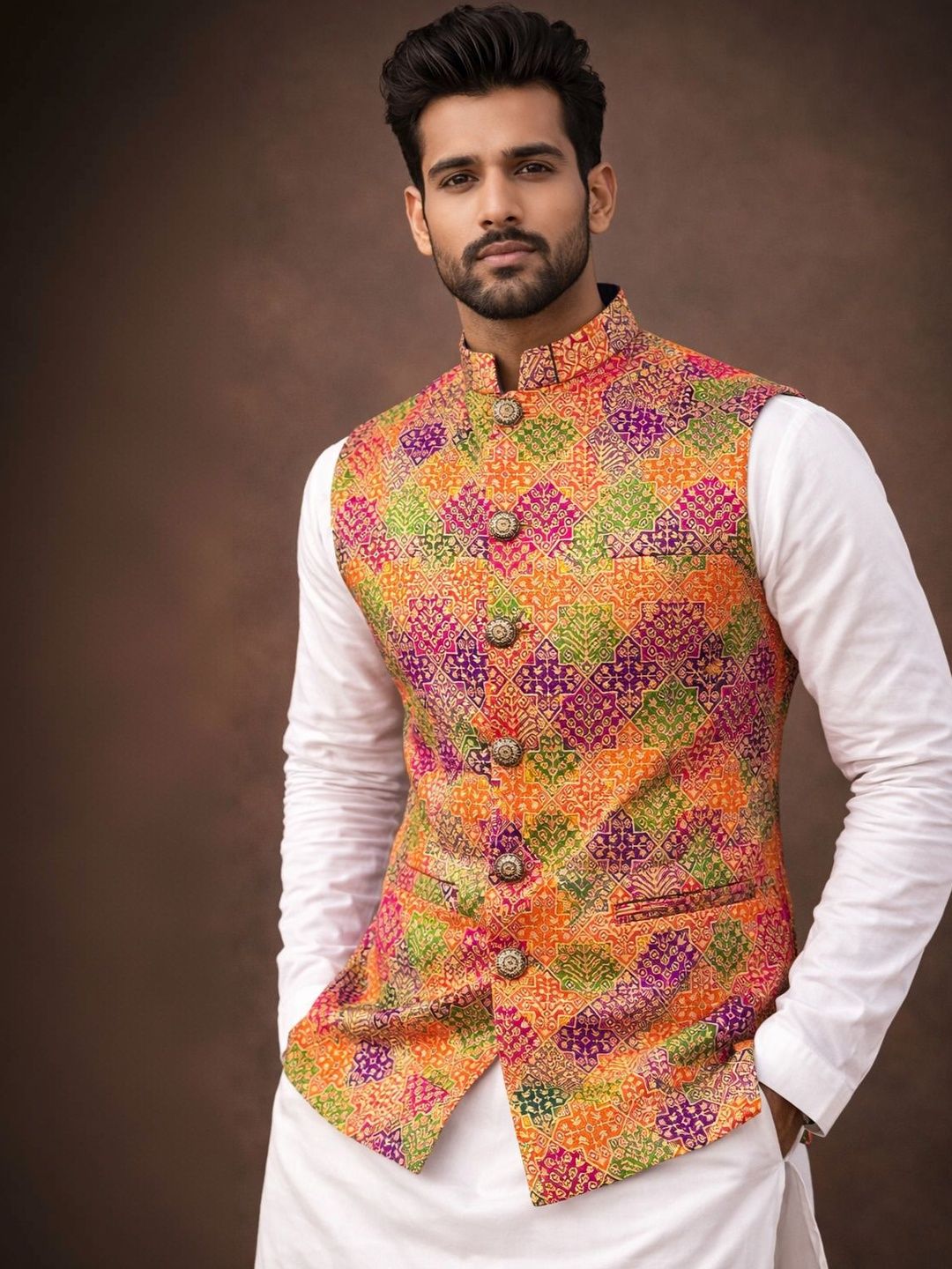 MODERN MUGHALS Woven Design Nehru Jackets-picture-55