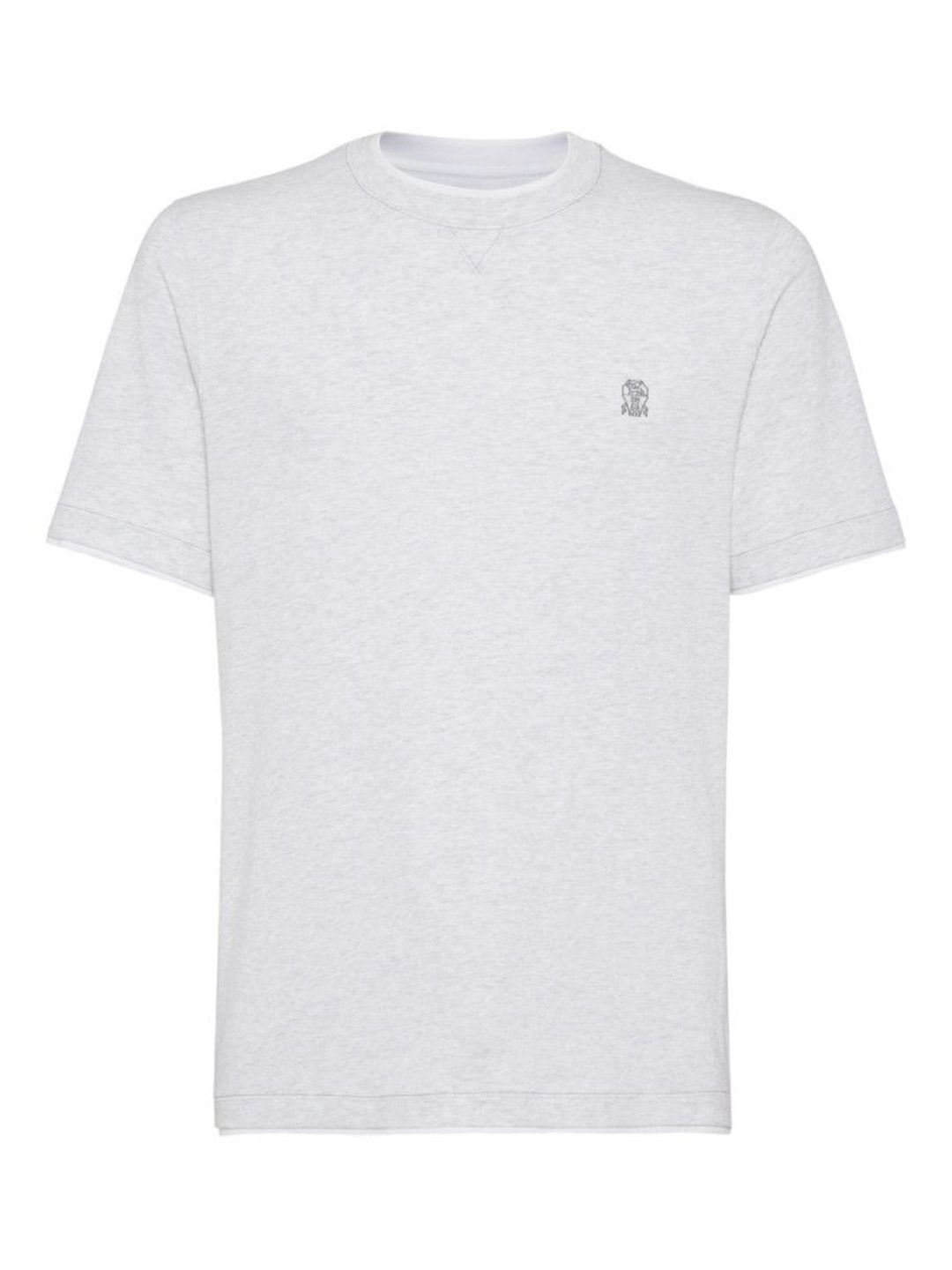 brunello cucinelli Light Grey Crewneck Logo T-Shirt-picture-54