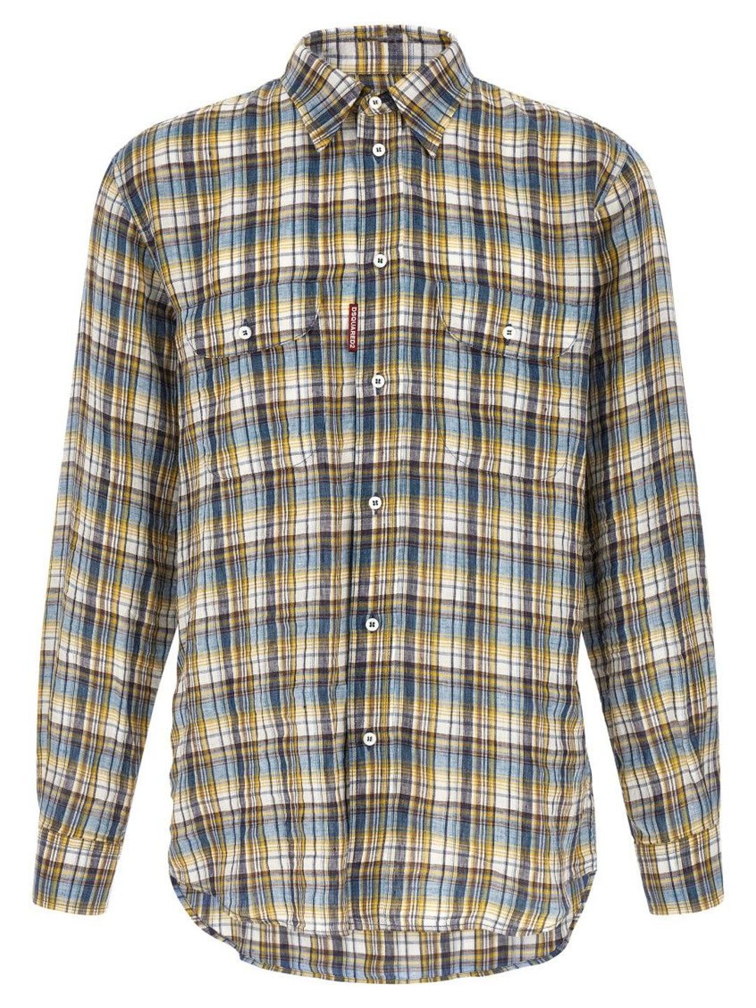 Dsquared2 Checked Spread Collar Long Sleeves Linen Shirt-picture-37