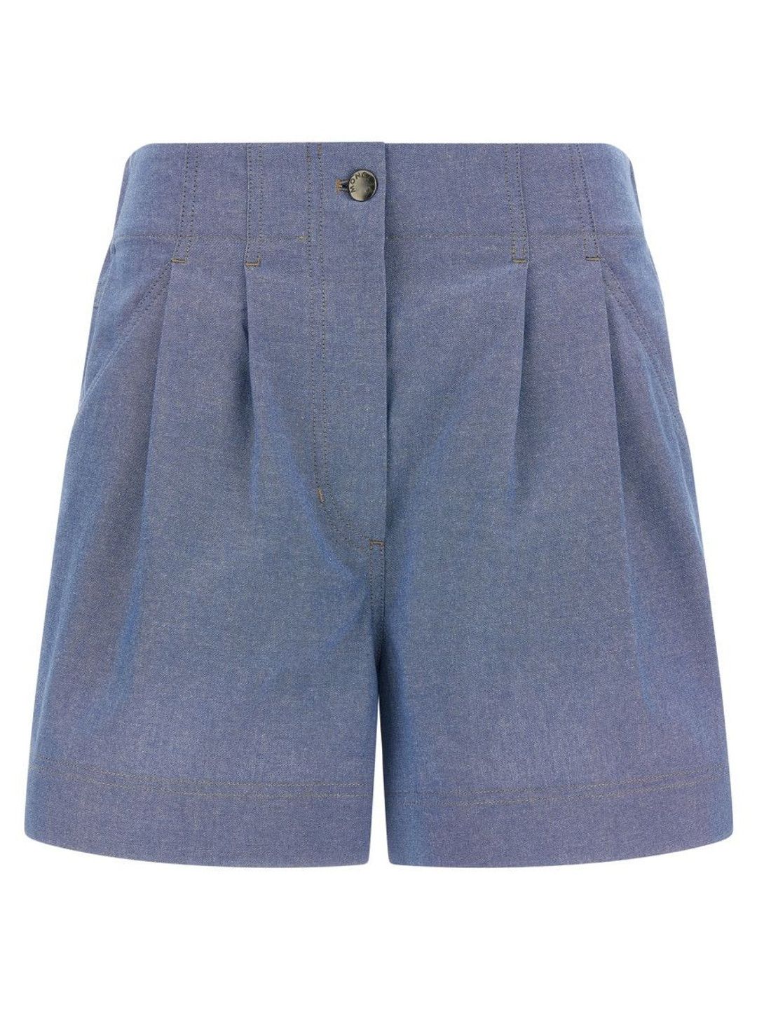 Light Blue Chambray cotton shorts-image-25