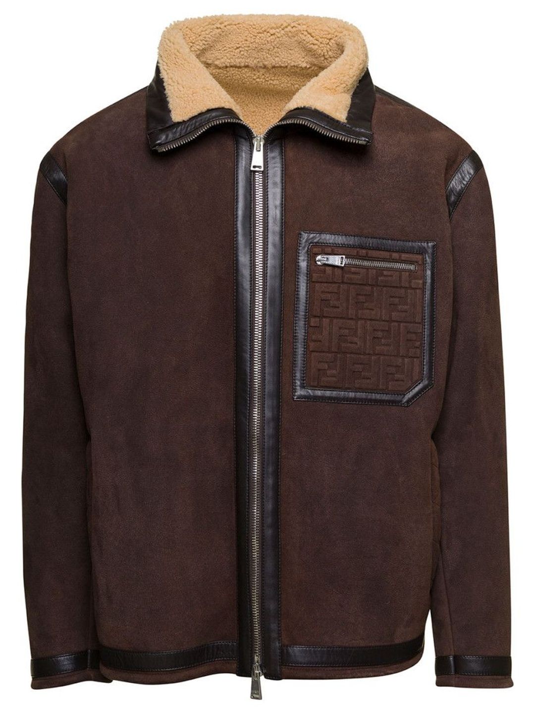 fendi Brown Embossed Logo Jacket-picture-17