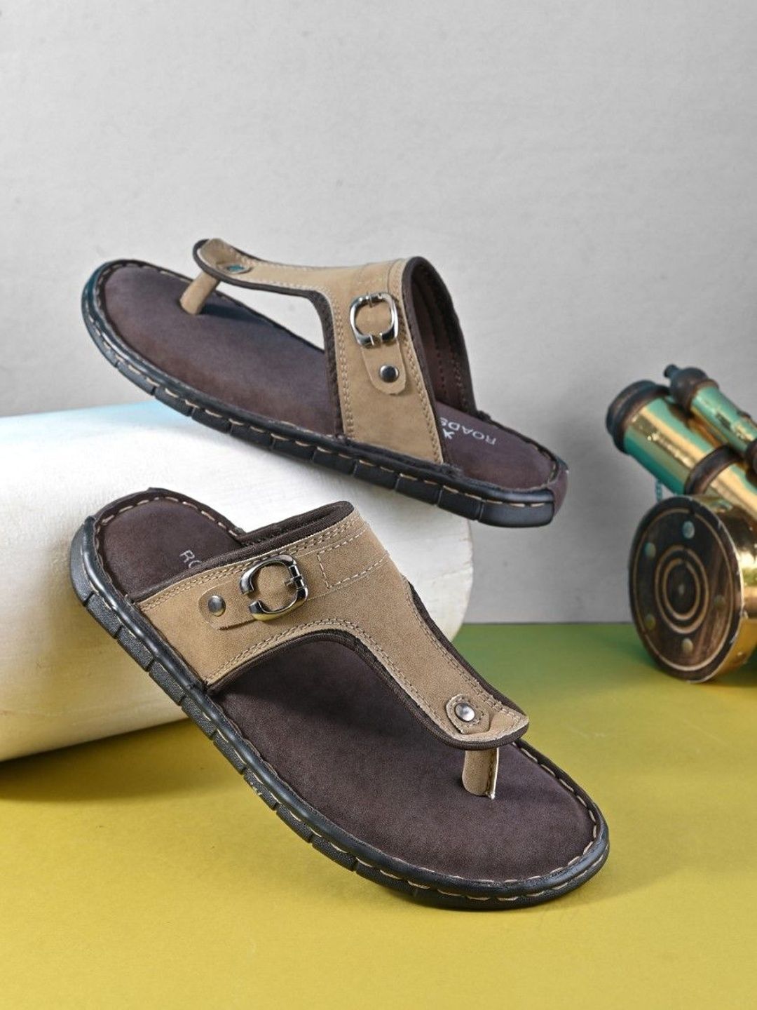 The Roadster Lifestyle Co Men T-Strap Slip-On Comfort Sandals-picture-49