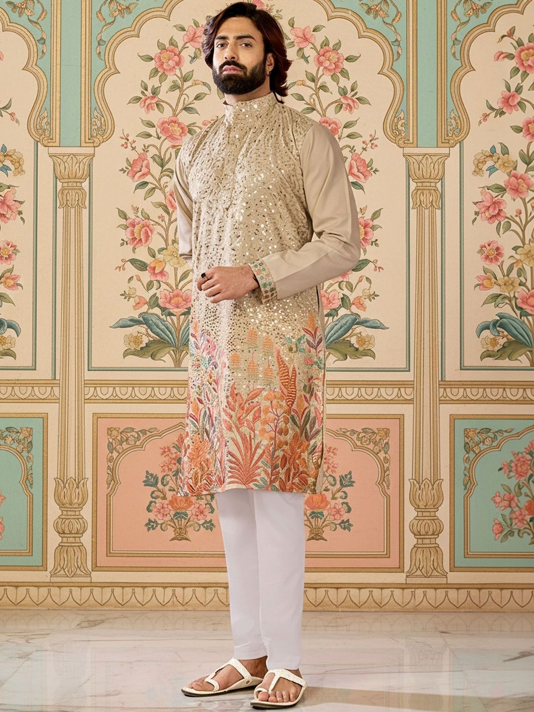 RANGRAAG Men Embellished Sequinned Kurta-image-44