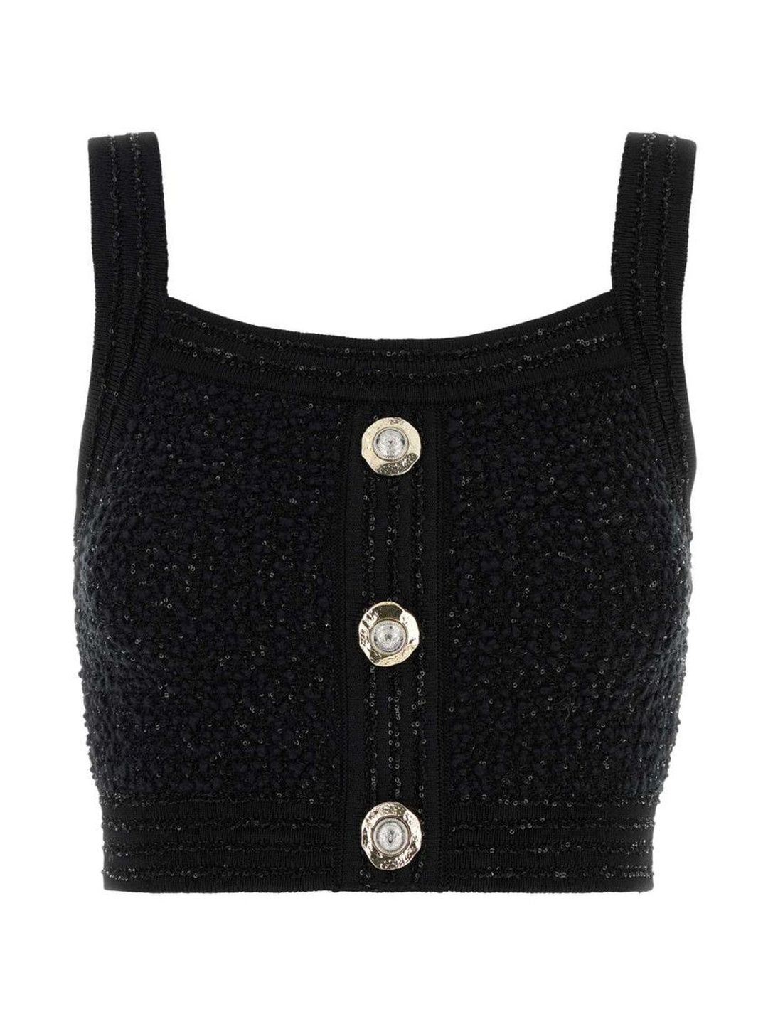 Balmain Women Black Textured Crop Top-picture-17