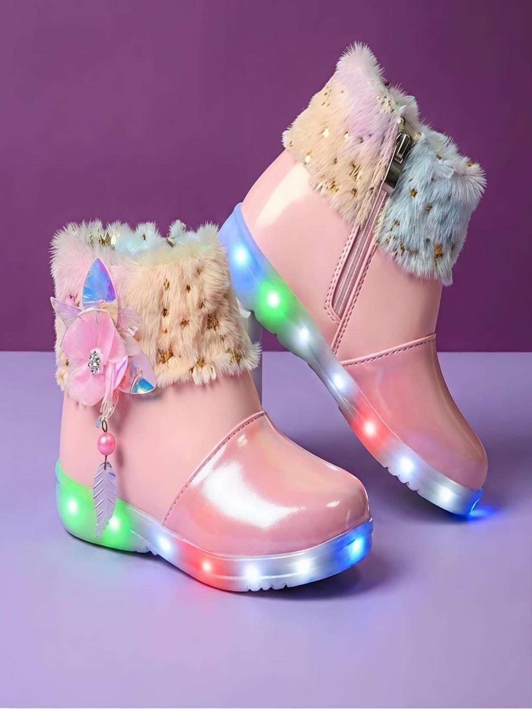 Crazyly Girls Textured Round Toe Mid-Top Sneakers-picture-13