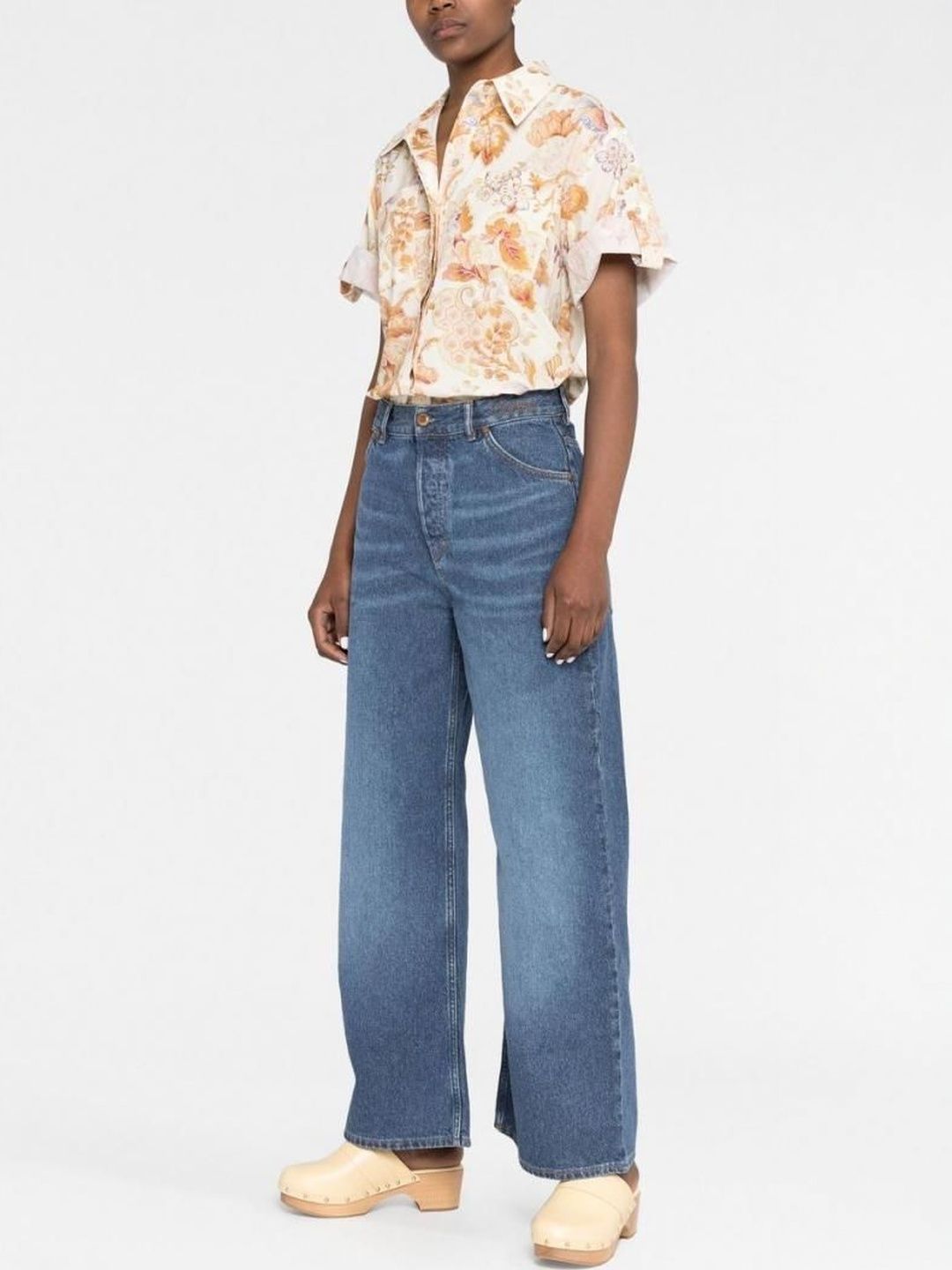Chloe Navy Blue Wide Leg Denim Jeans-image-38