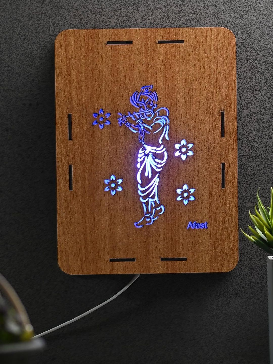 1ST TIME Brown & Brown Wood Rectangle Shaped Wall Lamp-image-7
