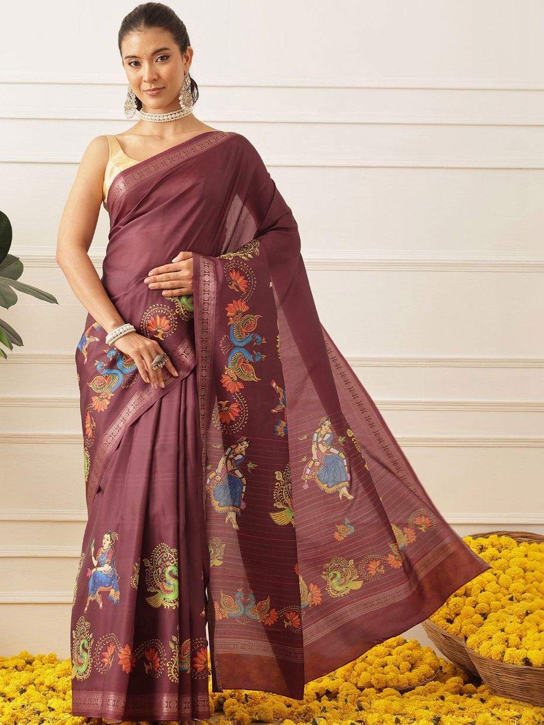Silk Land Ethnic Motifs Zari Art Silk Banarasi Saree-picture-37