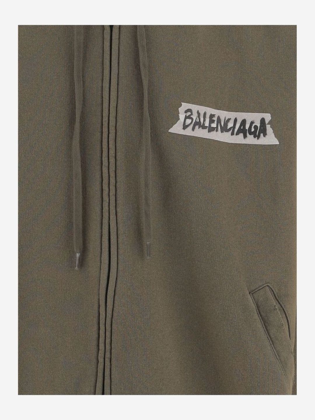 Khaki Masking Tape Zip-up Hoodie-image-26