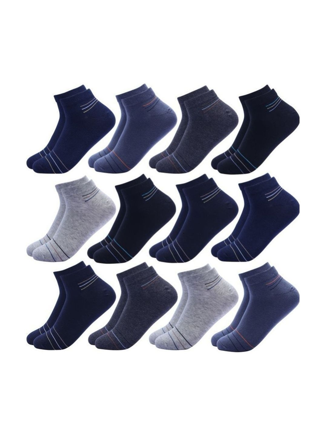 akeet trend Unisex Pack of 10 Cotton Assorted Striped Ankle Length Socks-image-34