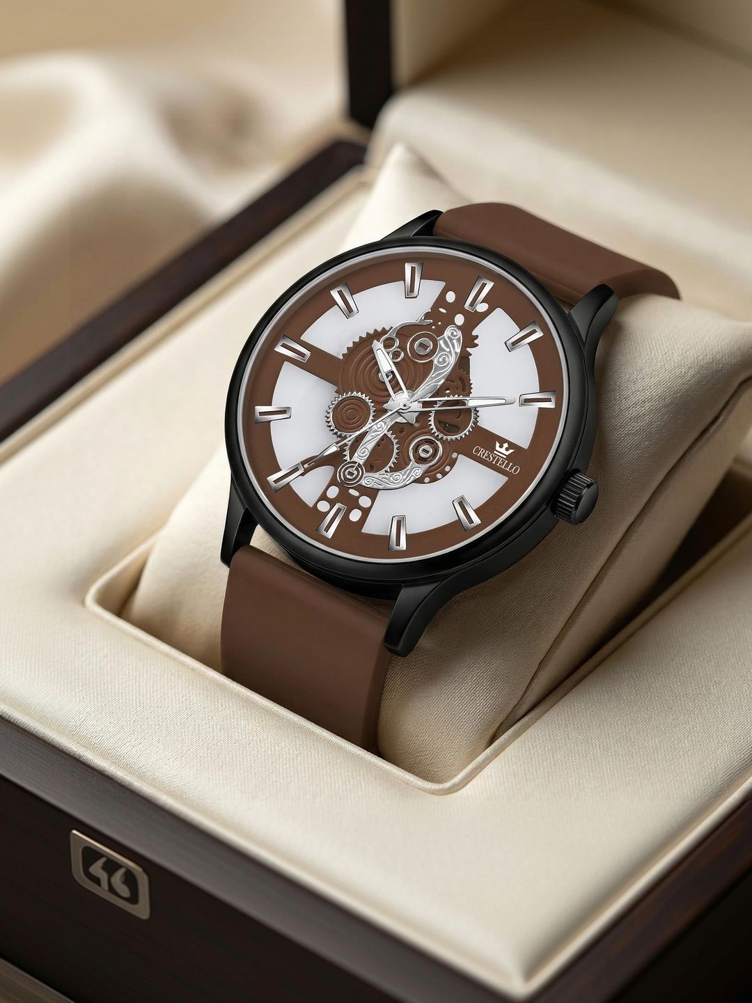 CRESTELLO Men Skeleton Dial & Straps Analogue Watch CR-BK254-BRW-image-19