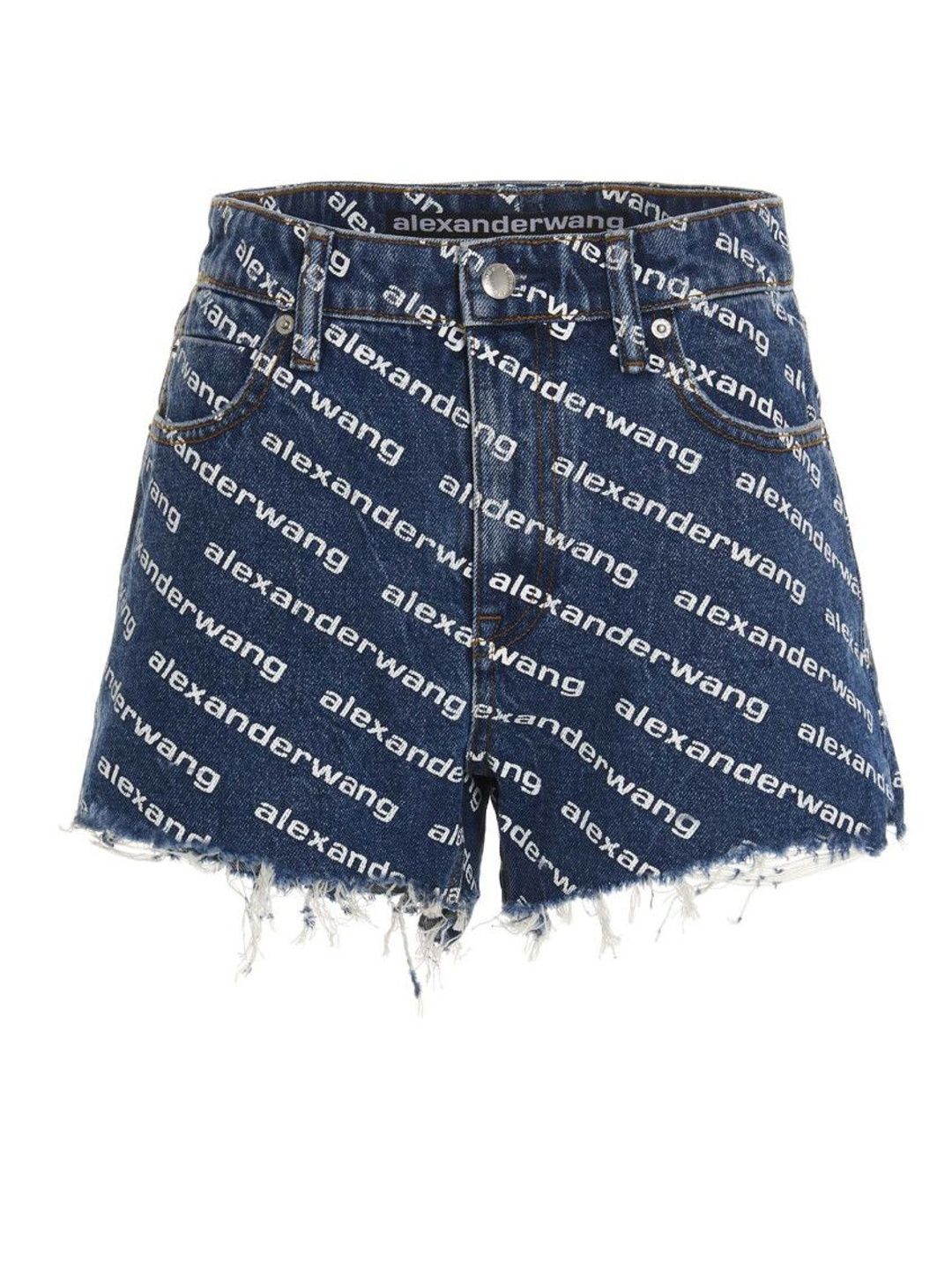 alexander wang Navy Blue All-over Logo Shorts-picture-51