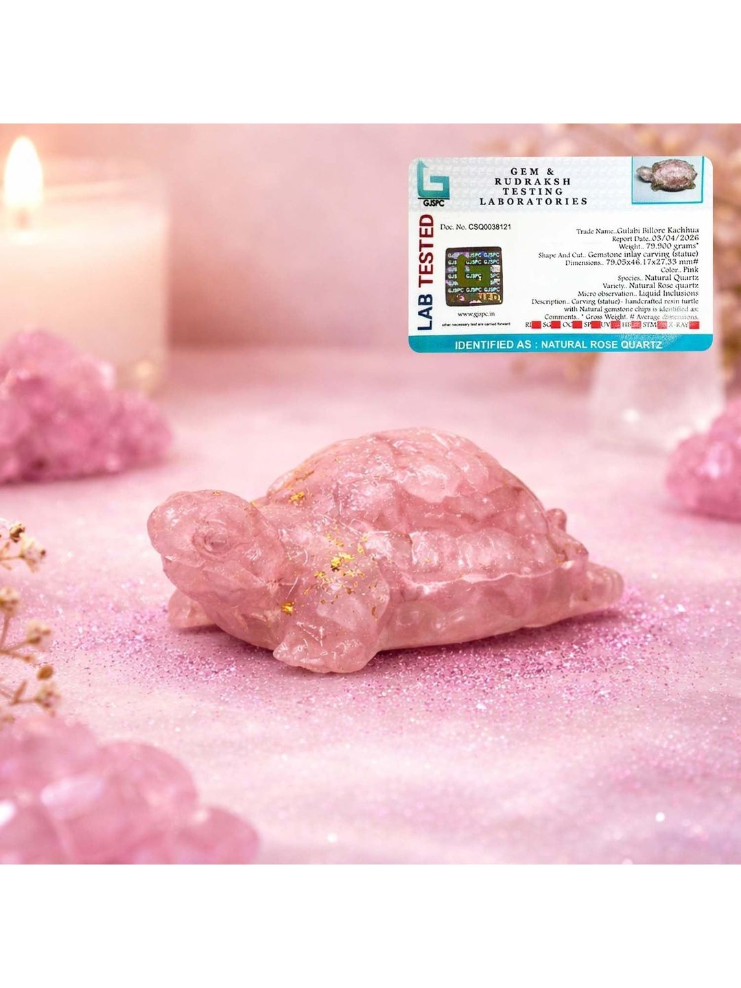 Go Hooked Pink Rose Quartz Crystal Tortoise Fengshui Vastu Positive Energy Showpieces-image-48