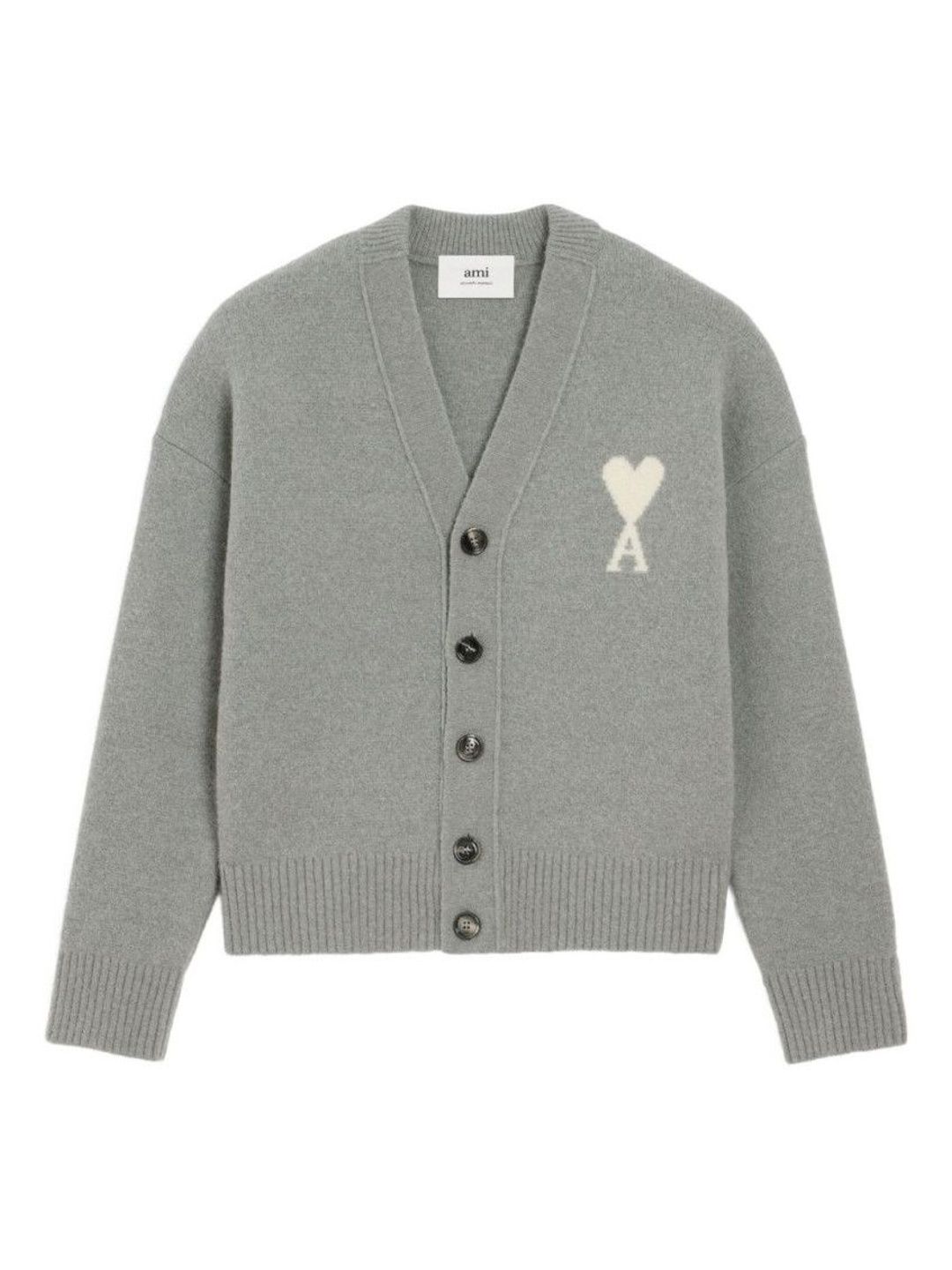 Ami Paris Grey Logo Cardigan-picture-31