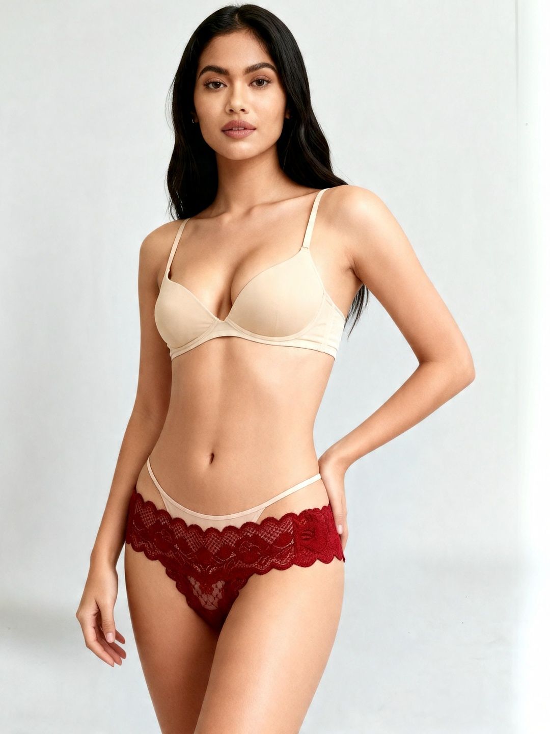 Laceandme Women Self Design Lace Bikini-picture-34