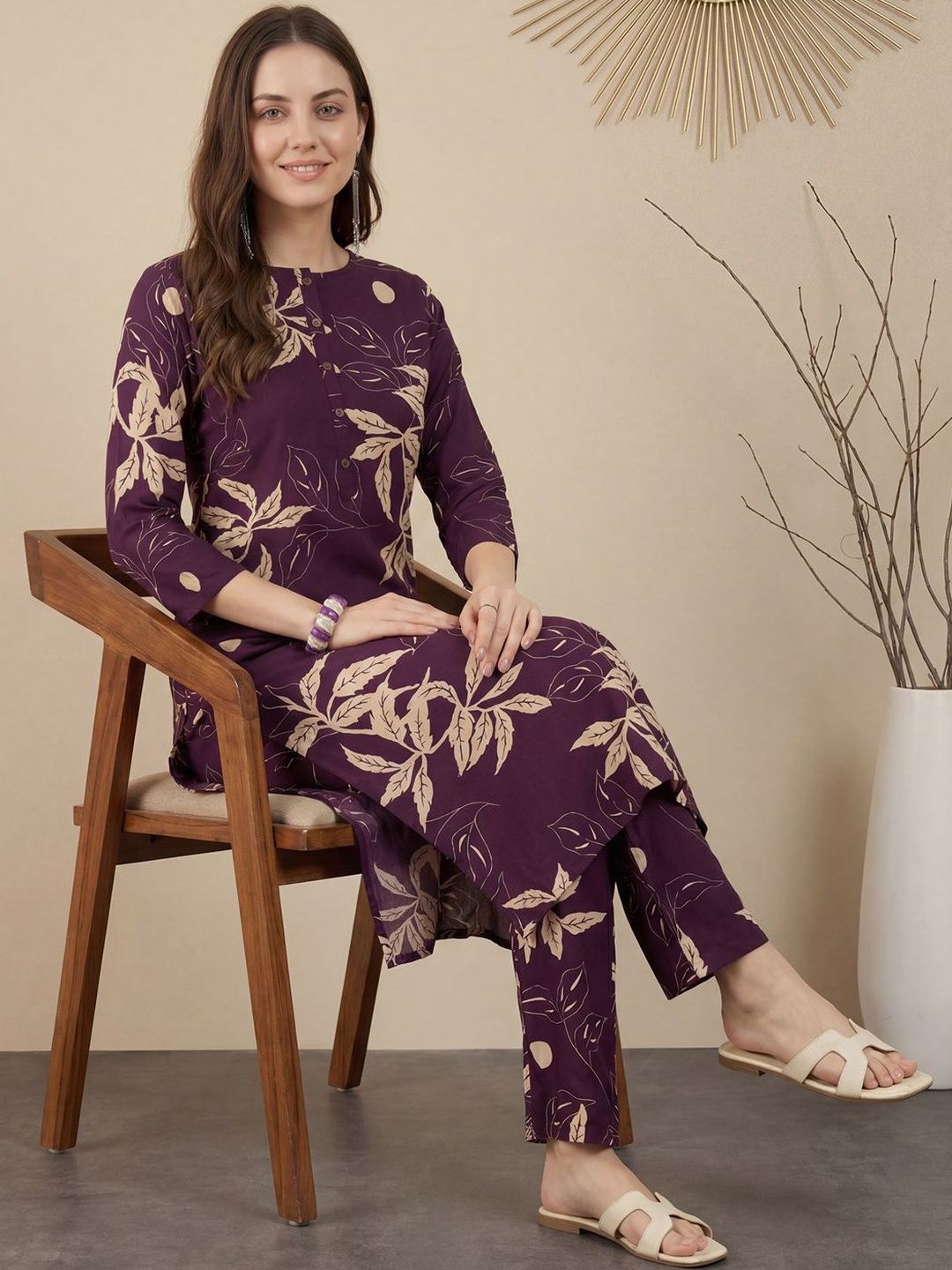Indo Era Women Floral Printed Regular Kurta with Trousers-picture-16