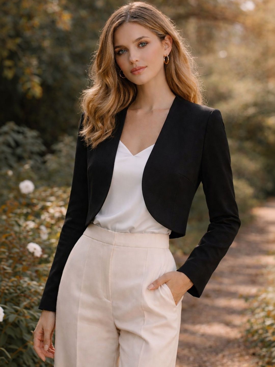 SZN Collarless Open Front Casual Blazers-picture-18