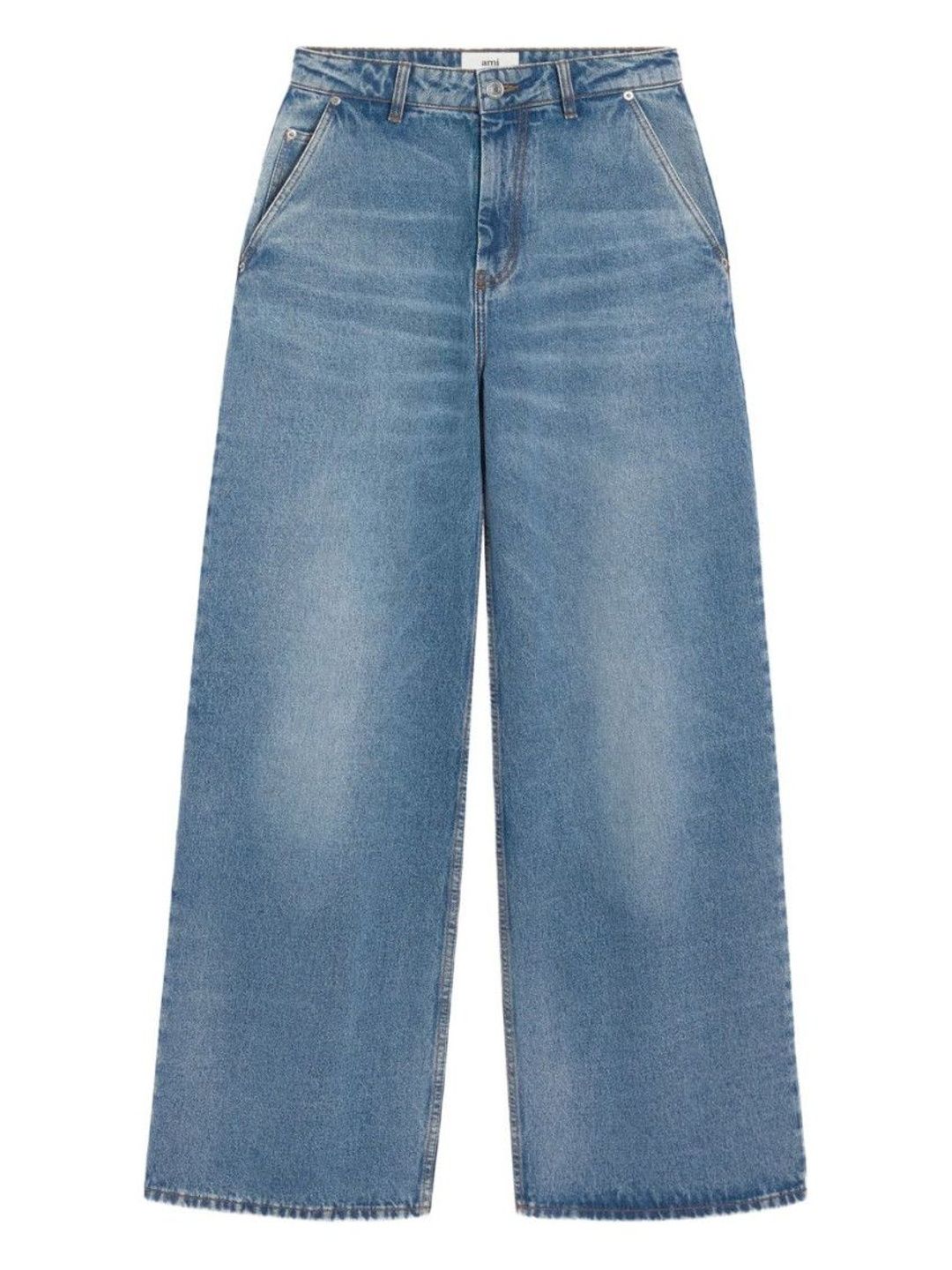 Blue wide-leg denim jeans-image-1